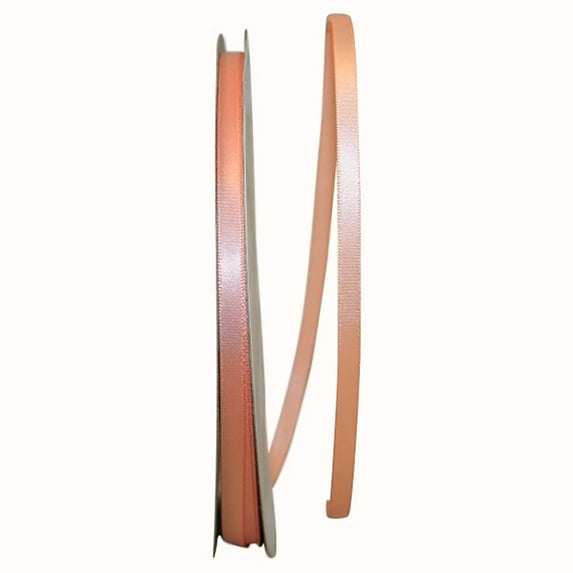 Reliant Ribbon Single Face Satin All Occasion Peach Polyester Ribbon, 3600" x 0.25"