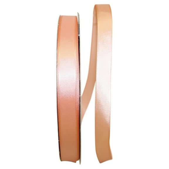 Reliant Ribbon Single Face Satin All Occasion Peach Polyester Ribbon, 3600" x 0.62"