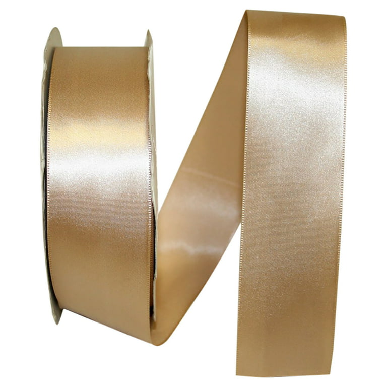  DINDOSAL Tan Satin Ribbon 1/2 Inch Thin Gold Ribbon
