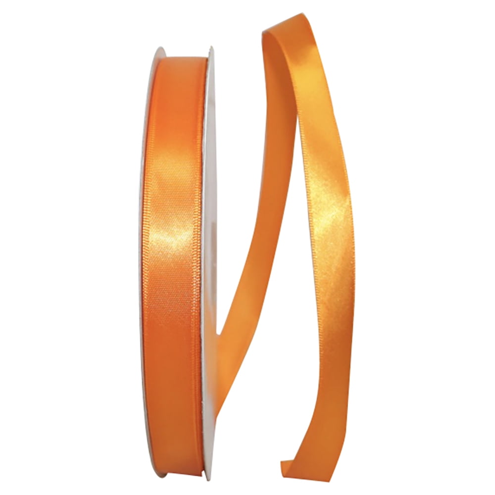 Reliant Ribbon Single Face Satin All Occasion Tangerine Orange Polyester Ribbon, 3600" x 0.62"