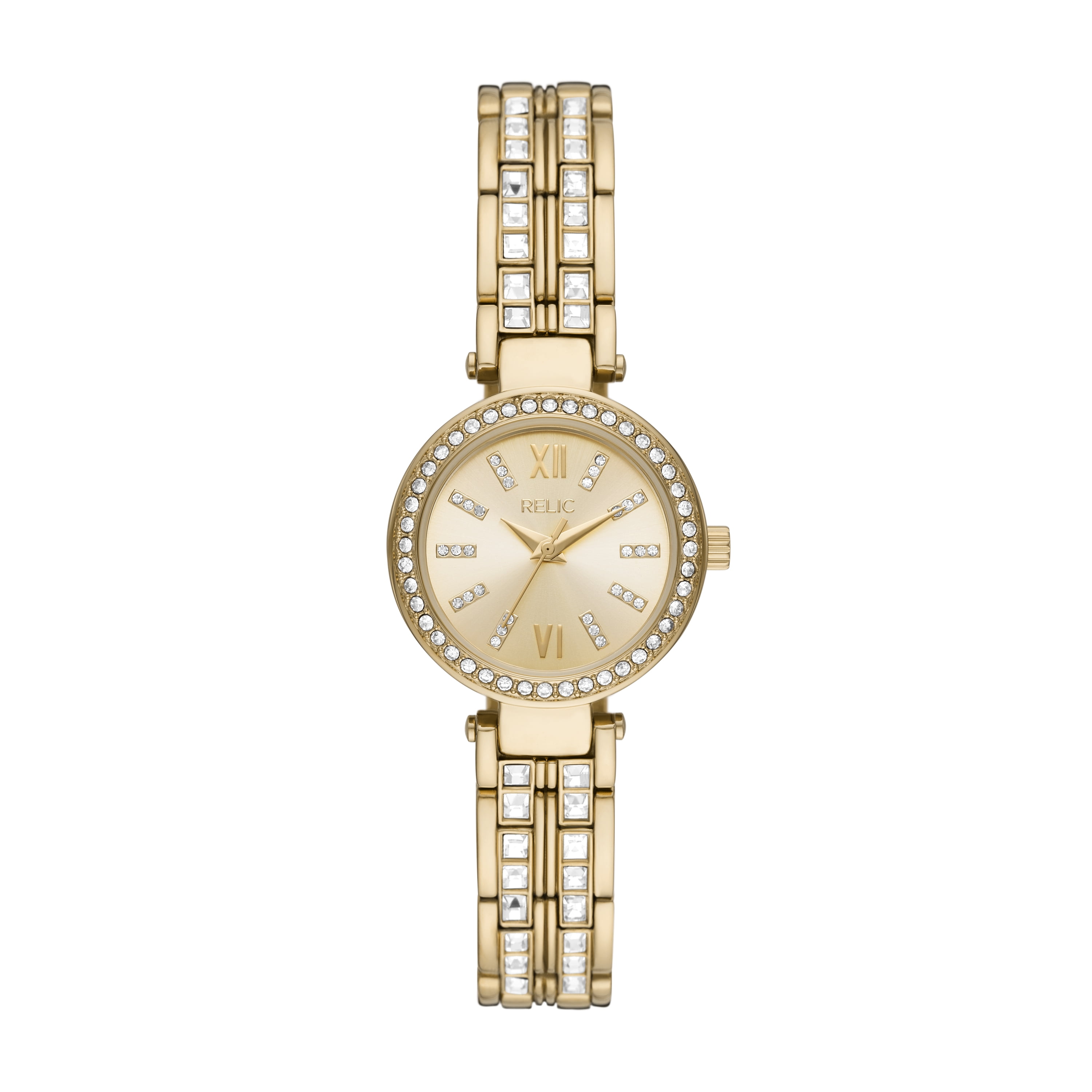 Relic By Fossil Anita Womens Crystal Accent Gold Tone Watch with Matching Band
