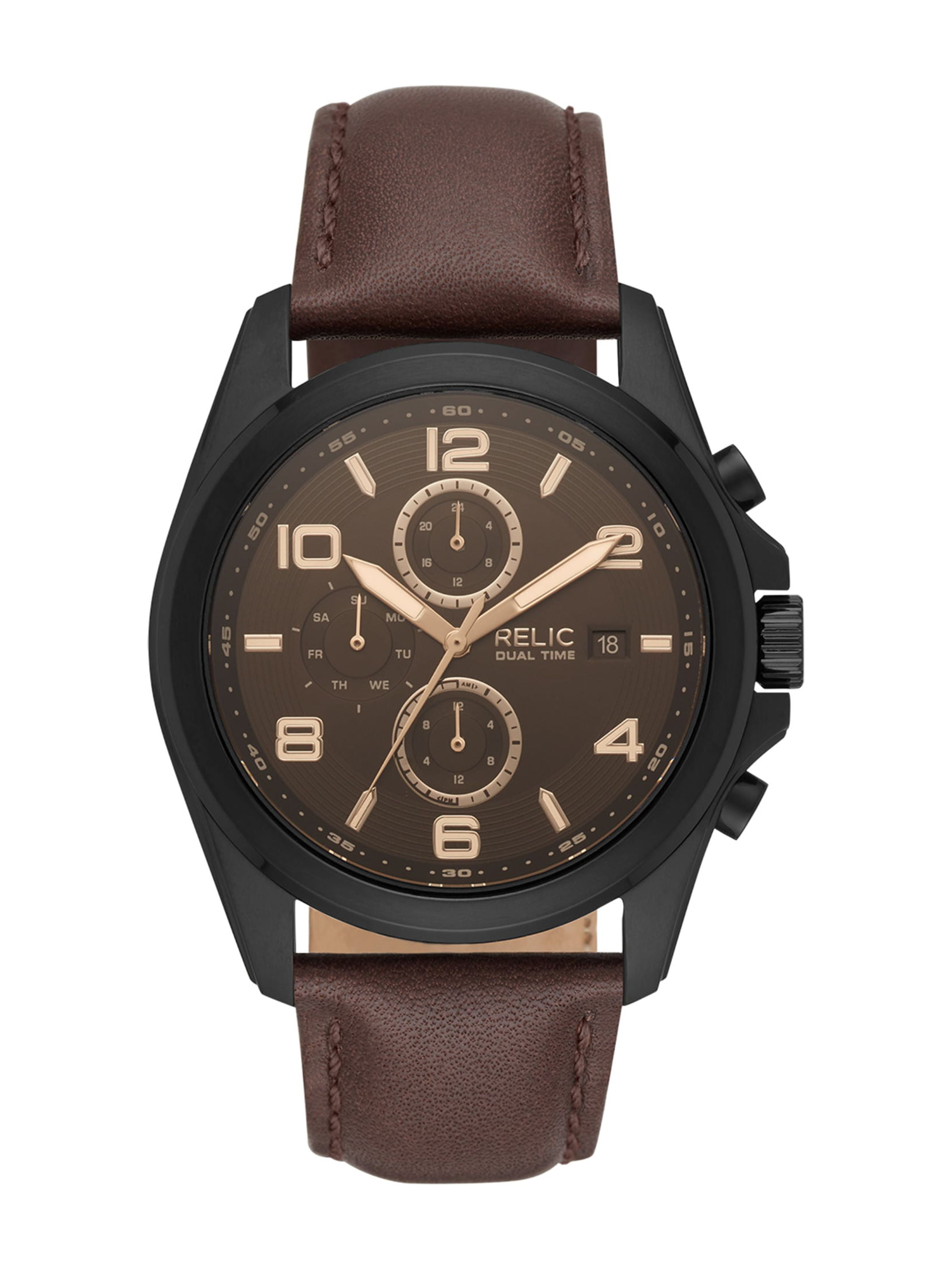 Relic By Fossil Men s Daley Black and Brown Multifuction Watch with Leather Band in Kosovo at 79 Rating 5