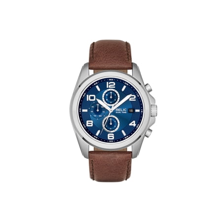 Relic By Fossil Mens Daley Multi-Function Watch with Brown Leather Strap