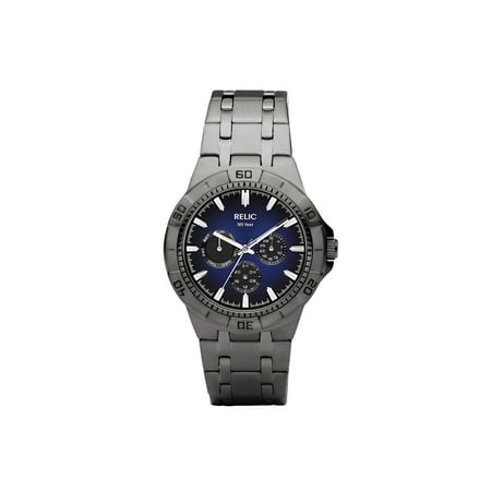 Relic By Fossil Mens Multi-Function Gunmetal Stainless Steel Watch with Matching Band