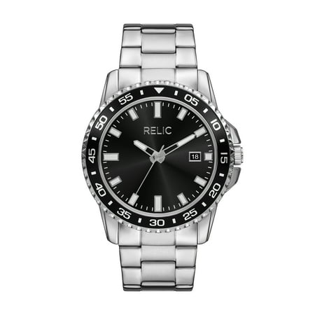 Relic by Fossil Men's Brett Three-Hand Day-Date, Silver-Tone Alloy Watch
