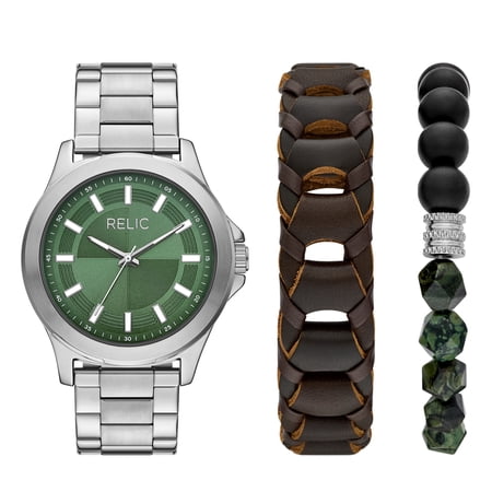 Relic by Fossil Men's Derick Three-Hand Silver Alloy Watch