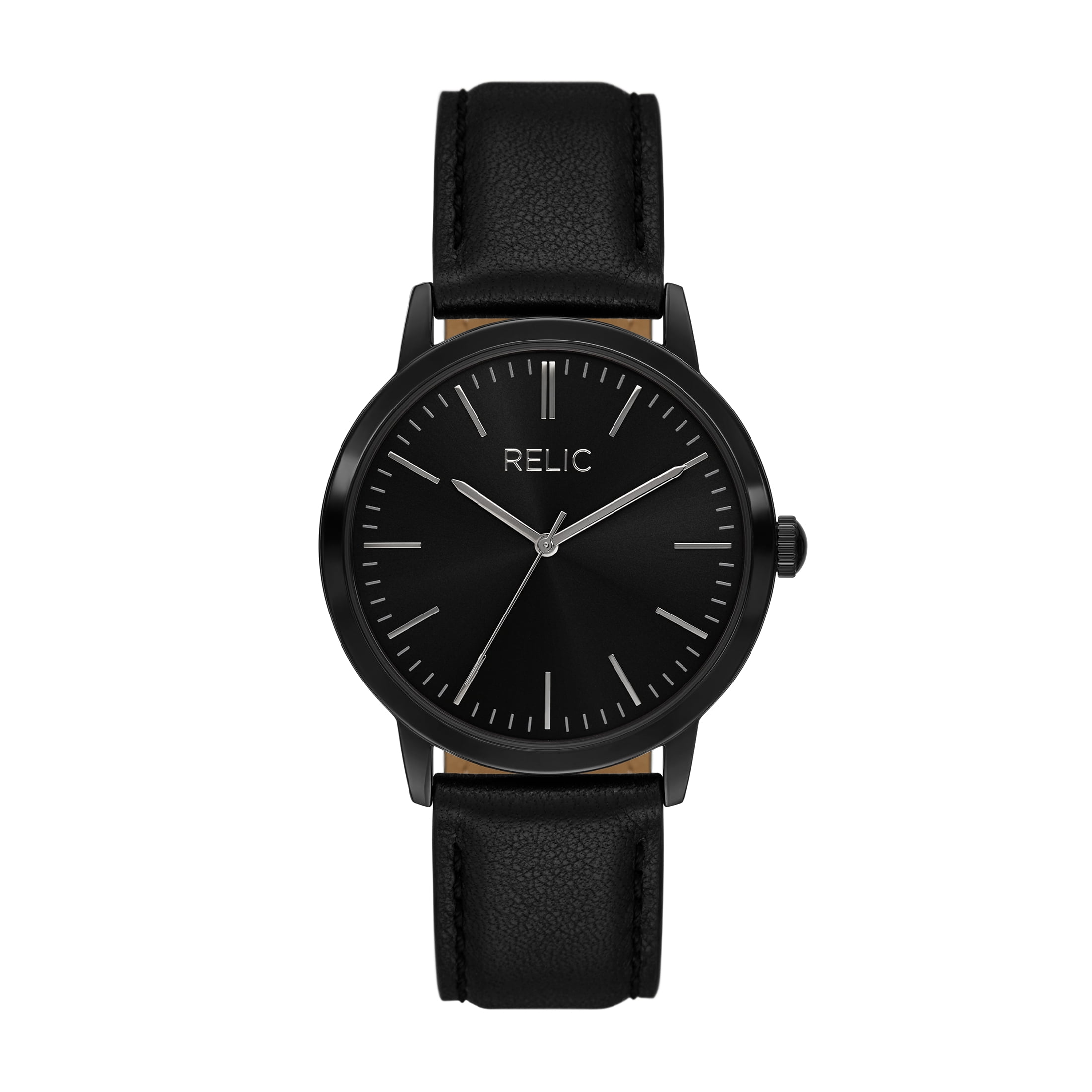 RELIC by Fossil Men's Jeffery Three-Hand, Black Leather Watch