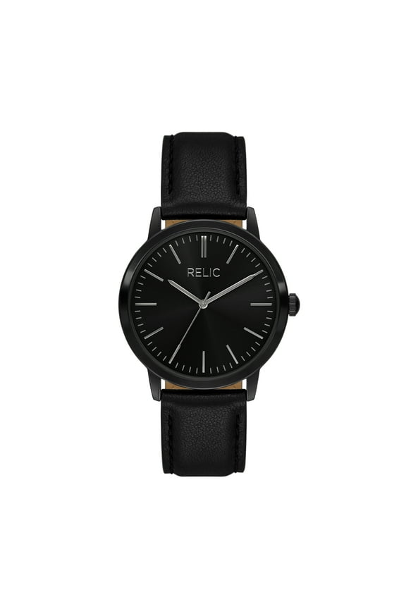 by Fossil Men's Jeffery Three-Hand, Black Leather Watch