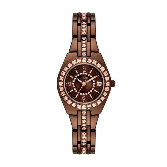 Relic Women's Queen's Court Three-Hand Date, Brown Alloy Watch