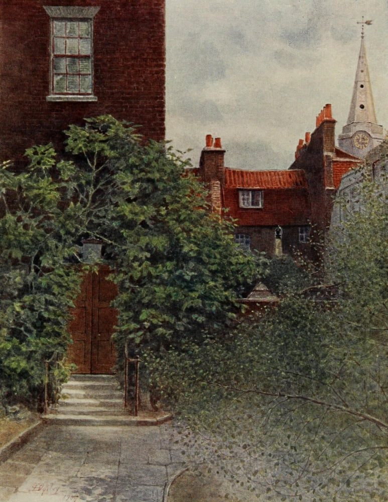 Relics & Memorials of London 1910 Aldgate Ward School & St Botolphs Canvas Art - James Ogilvy (24 x 36)