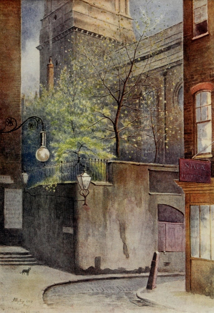 Relics & Memorials of London 1910 Brides Well Church & Churchyard Canvas Art - James Ogilvy (18 x 24)