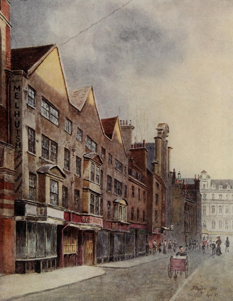 Relics & Memorials of London 1910 Fetter Lane Canvas Art - James Ogilvy (24 x 36)