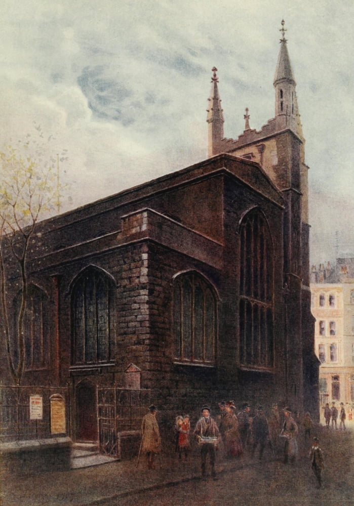 Relics & Memorials of London 1910 St Andrew Undershaft St Mary Axe Canvas Art - James Ogilvy (24 x 36)