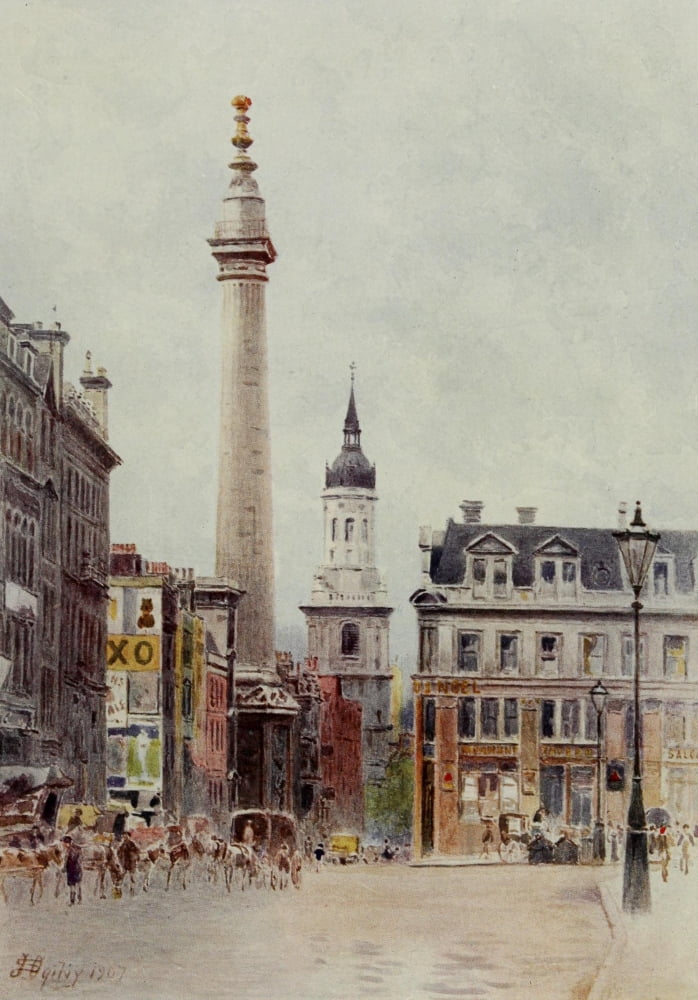 Relics & Memorials of London 1910 St Magnus & The Monument Canvas Art - James Ogilvy (18 x 24)