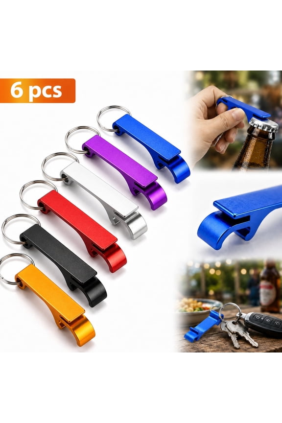 Relief 6PCS Colorful Mcyye Beer Bottle Openers, Premium Metal Keychain Bottle Opener, Beverage Bottle Opener for Men, Women, Small and Practical, Easy to Carry, Open the Lids of Beer Bottle Easily