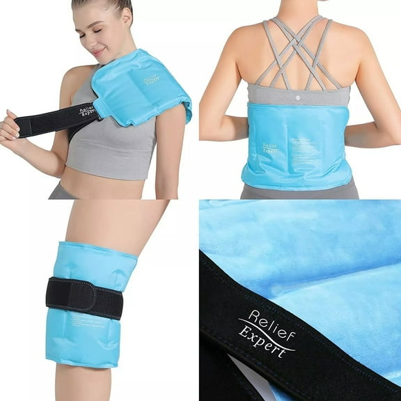 Relief Expert Gel Ice Pack Reusable Cold Wrap for Shoulder Waist Knee Relief with Strap
