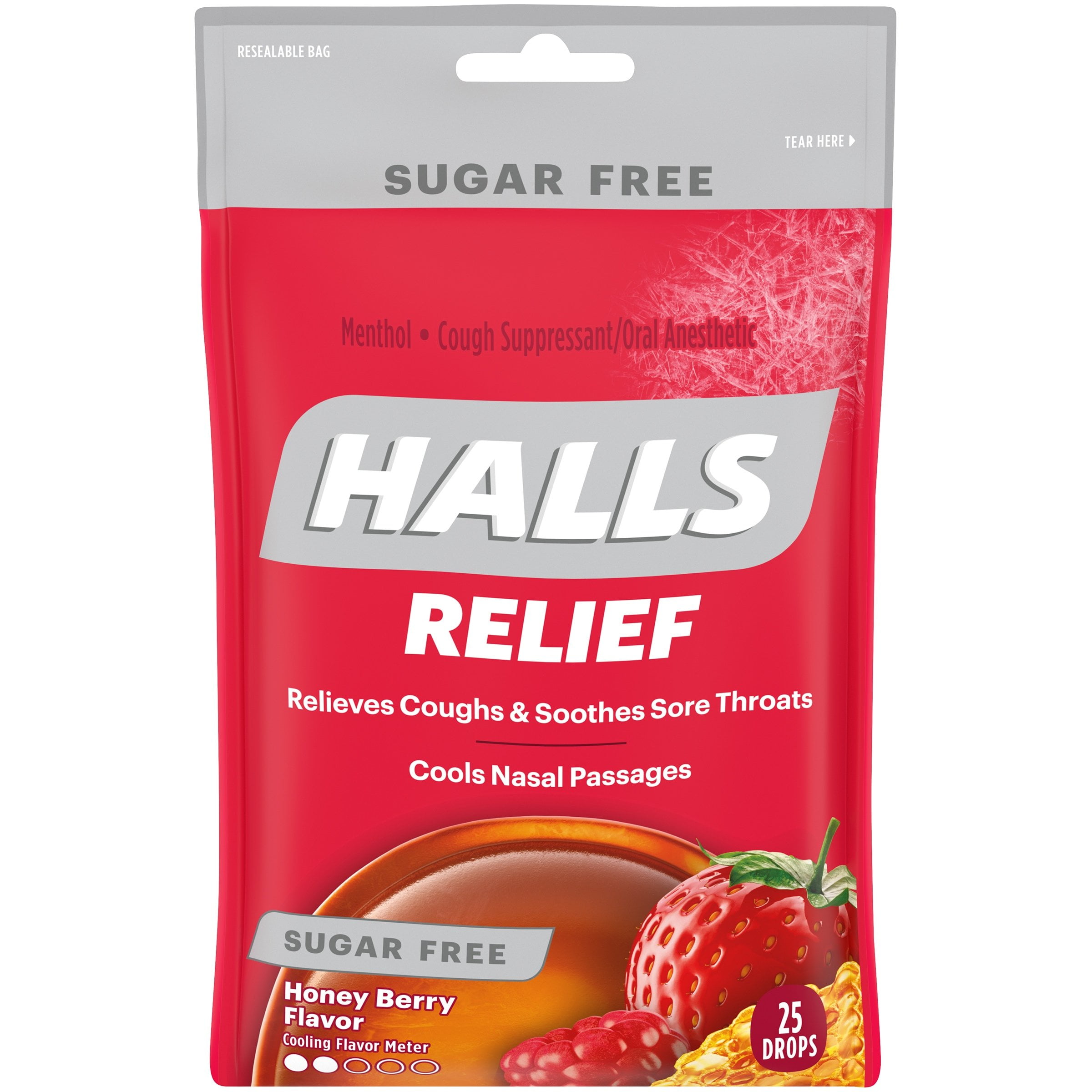 Relief Honey Berry Sugar Free Cough Drops, Relieves Coughs and Soothesd