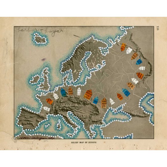 Relief Map of Europe Poster Print - Nikki Galapon (24 x 18)