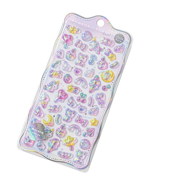 Relief Sticker Scrapbooking Creative Candy Drop Hand Making Diaries Stationery Sticker Decorations Aesthetic Sticker