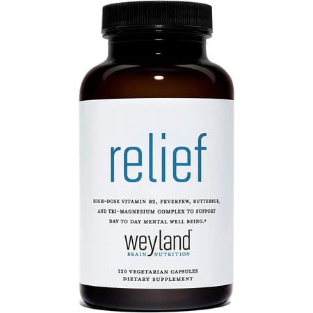 Relief for Migraine Headache with Willow Bark, Feverfew, Butterbur Extracts, 120 Vegetarian Supplement Capsules