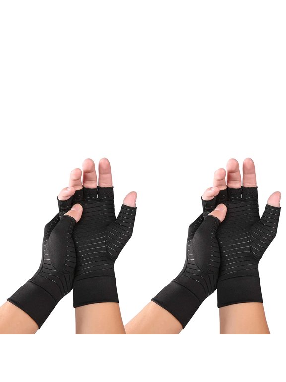 Relieve Hand Pain and Swelling with Unisex Copper-Infused Therapeutic Compression Gloves Set (2-Pairs )