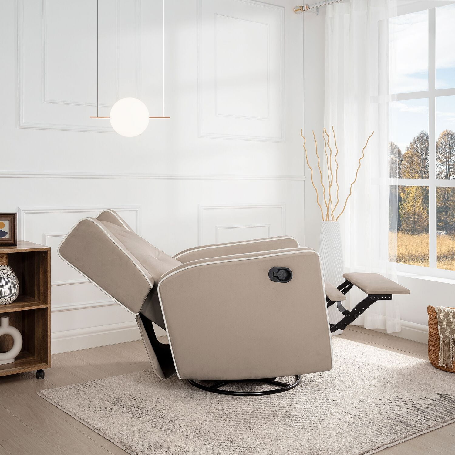 Naomi Home Mocha Swivel Rocker Recliner for Mothers, Comfortable