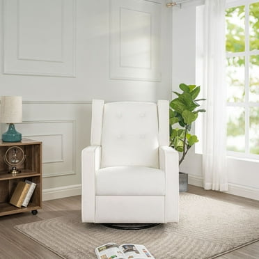Naomi Home Microfiber Metal Living Room Stress Relief Rocker Recliner Chair, Bright White