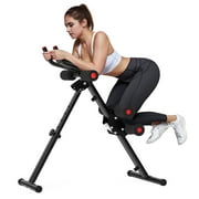 Relifesports Ab Machine, ab Workout Equipment for Home Gym, Height Adjustable ab Trainer, Foldable Fitness Equipment with LCD Monitor, Black and Red