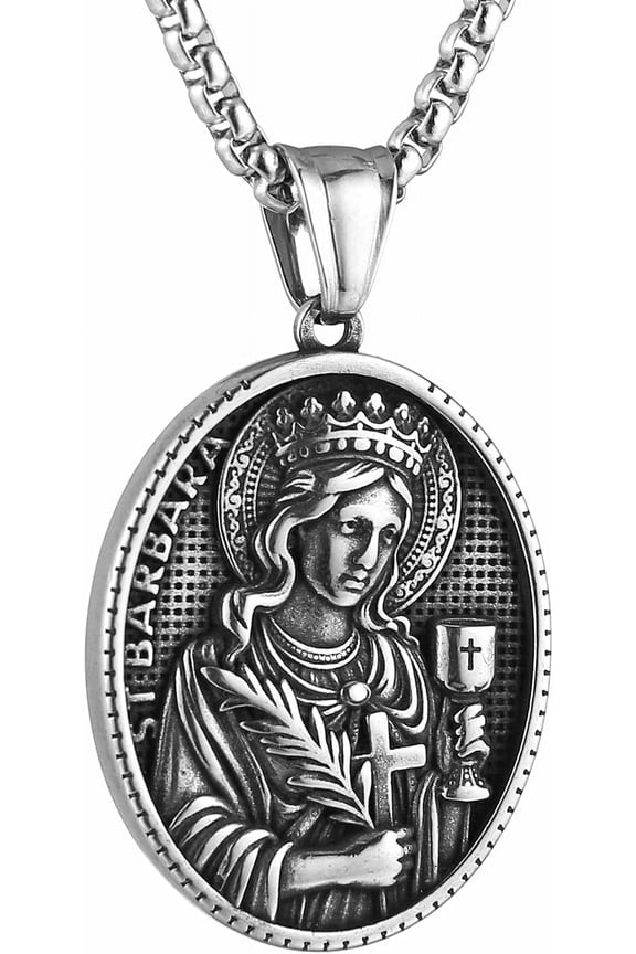 Religion Medal Necklace For Men Women Stainless Steel Retro Religious Christian Amulet Pendant Jewelry Gift