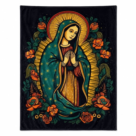 Religious Art Fleece Throw Blanket, Soft 280 GSM Polyester Blanket for Sofa