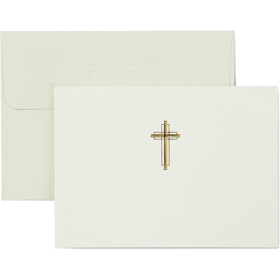 Religious Blank Cards, Gold Cross (20 Cards with Envelopes)