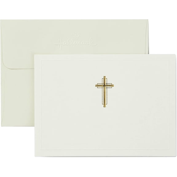 Religious Blank Cards, Gold Cross (20 Cards with Envelopes)