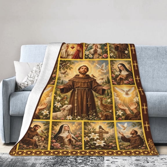 Religious Blanket Saint Jesus Faith Dove Throw Blanket Gift for Women Family 50x40