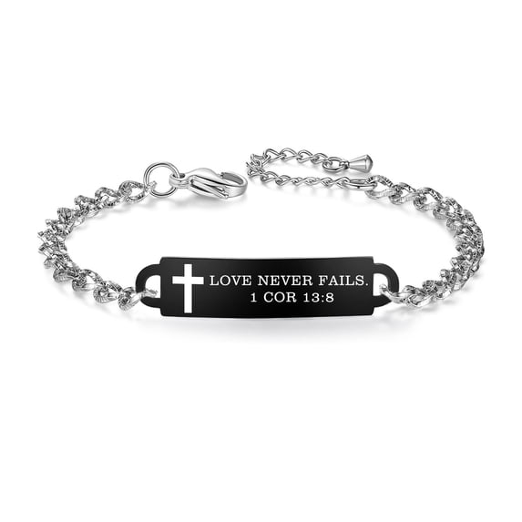 Religious Bracelets for Women Quote Christian Gifts for Her Personalized Scripture Stainless Steel Bible Verse bracelets (13:8-SB)