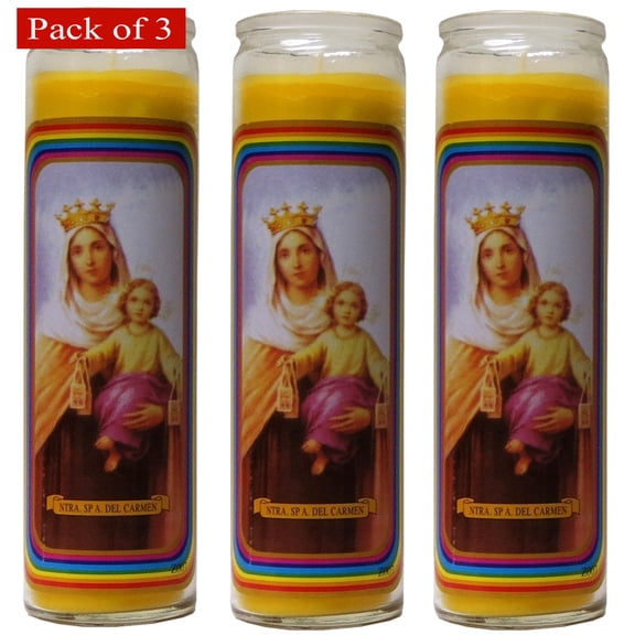 Religious Candle Red with Picture of Juan Pablo, Devotional Meditation Glass Candle (Pack of 3)
