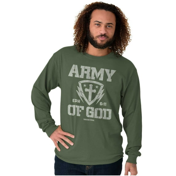 Religious Christian Army of God Men's Long Sleeve Tee T Shirt Brisco Brands S
