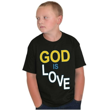 Religious Christian God is Love Crewneck T Shirts Boy Girl Teen Brisco Brands L