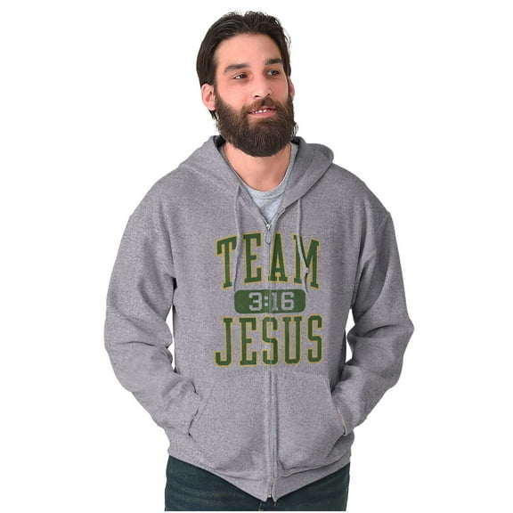 Religious Christian Team Jesus Unisex Fleece Graphic Zip Up Hoodie Brisco Brands 5X