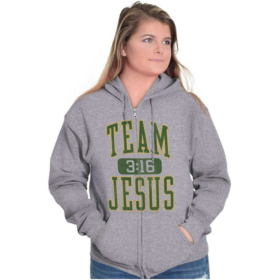 Religious Christian Team Jesus Zip Up Hoodie Men's Women's Brisco Brands S