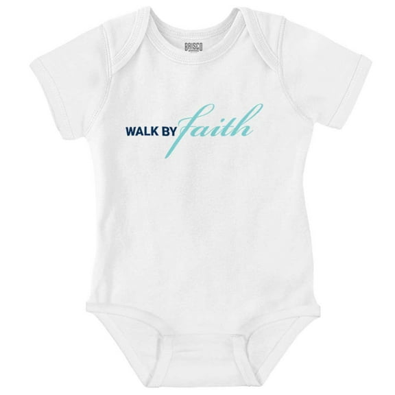 Religious Christian Walk By Faith Romper Boys or Girls Infant Baby Brisco Brands NB