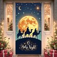 thumbnail image 1 of Religious Christmas Banner Holy Night Scene Moon Stars Backdrop for Holiday Celebration Indoor Decoration, 1 of 9