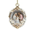 thumbnail image 1 of Religious Christmas Ornament Holy Family Nativity Hanging Decor, Vintage Floral Frame Pearl Accents Sacred Family Christmas Tree Decoration, 1 of 3