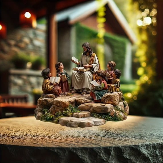 Religious Christmas Ornaments Acrylic 4D Desktop Decorations for Office Home Church Christian Christmas Displays Shelf Desk Decorations Standing Decor