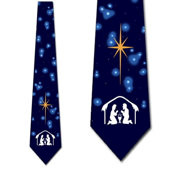 Religious Christmas Ties Nativity Neckties Men Manger by Three Rooker