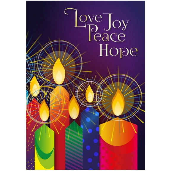 Religious Christmas Cards - Love, Joy, Peace, pack of 20, 5x7in, Printed in England, with Envelopes and Bible verse Inside, by Just Cards Direct