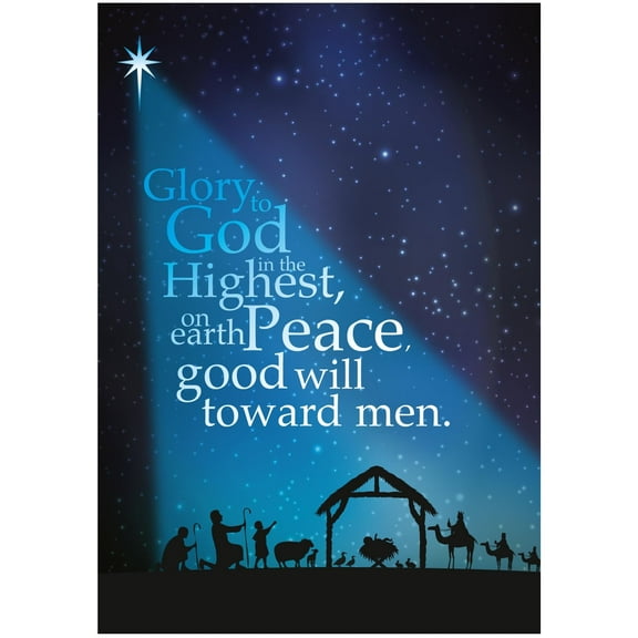 Religious Christmas Cards - Starlight, pack of 20, 5x7in, Printed in England, with Envelopes and Bible Verse, by Just Cards Direct