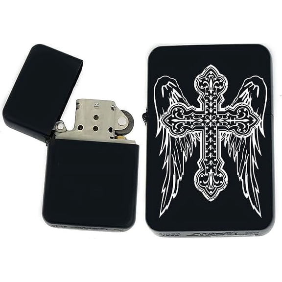 Religious Cross Available Unique Collectible Gifts Infinity Black Matt Windproof Lighters! (CR-4)