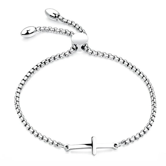 Religious Cross Bracelet by Ginger Lyne Adjustable Stainless Steel Chain Silver or Gold Finish