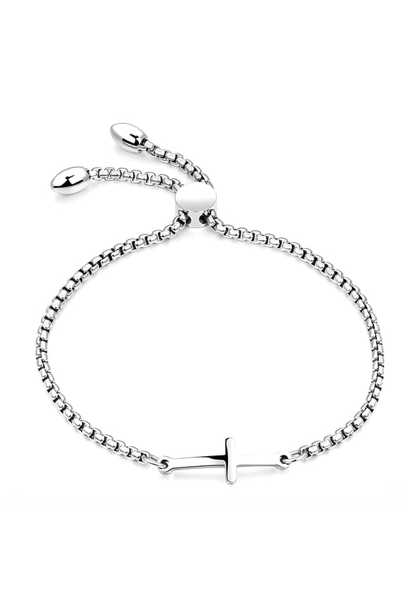 Religious Cross Bracelet by Ginger Lyne Adjustable Stainless Steel Chain Silver or Gold Finish