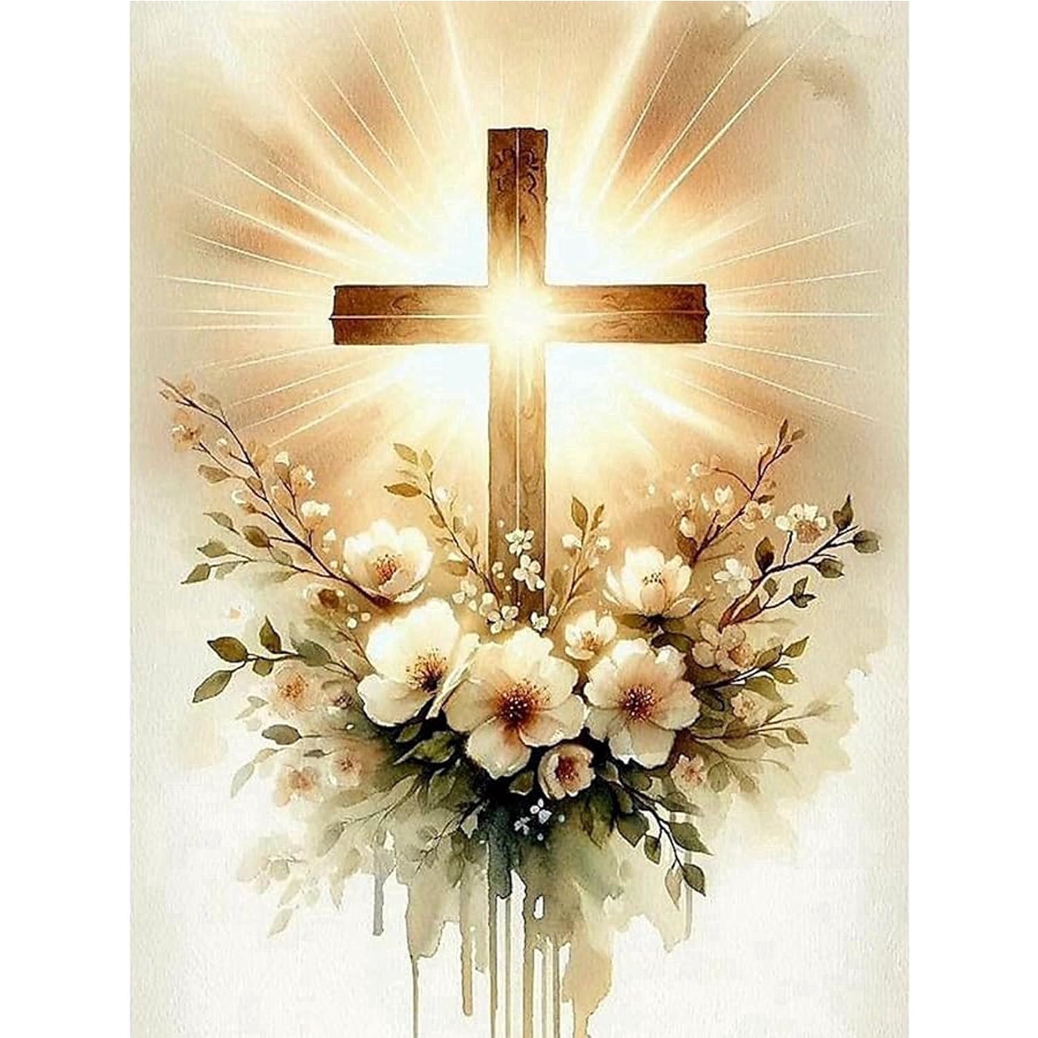 Religious Cross Diamond Art Kits for Adults, Jesus Christ Cross 5D Diamond Painting Kit for Beginners, DIY Round Full Drill Painting with Gem Art Craft Kits for Home Wall Decor19.69*27.6in